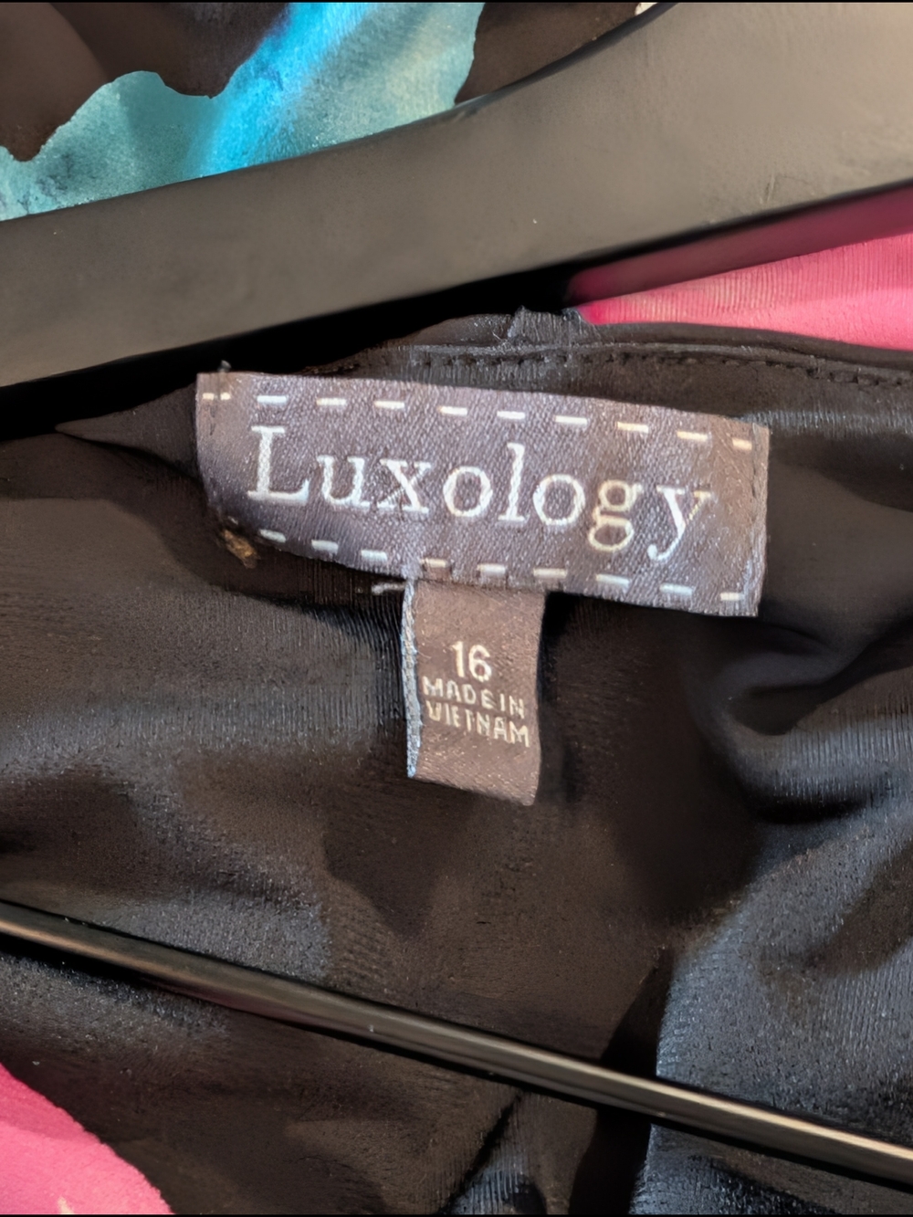 Luxology Black Floral Handkerchief Hem Maxi Dress Flowy Stretchy Comfort Style - Picture 3 of 6